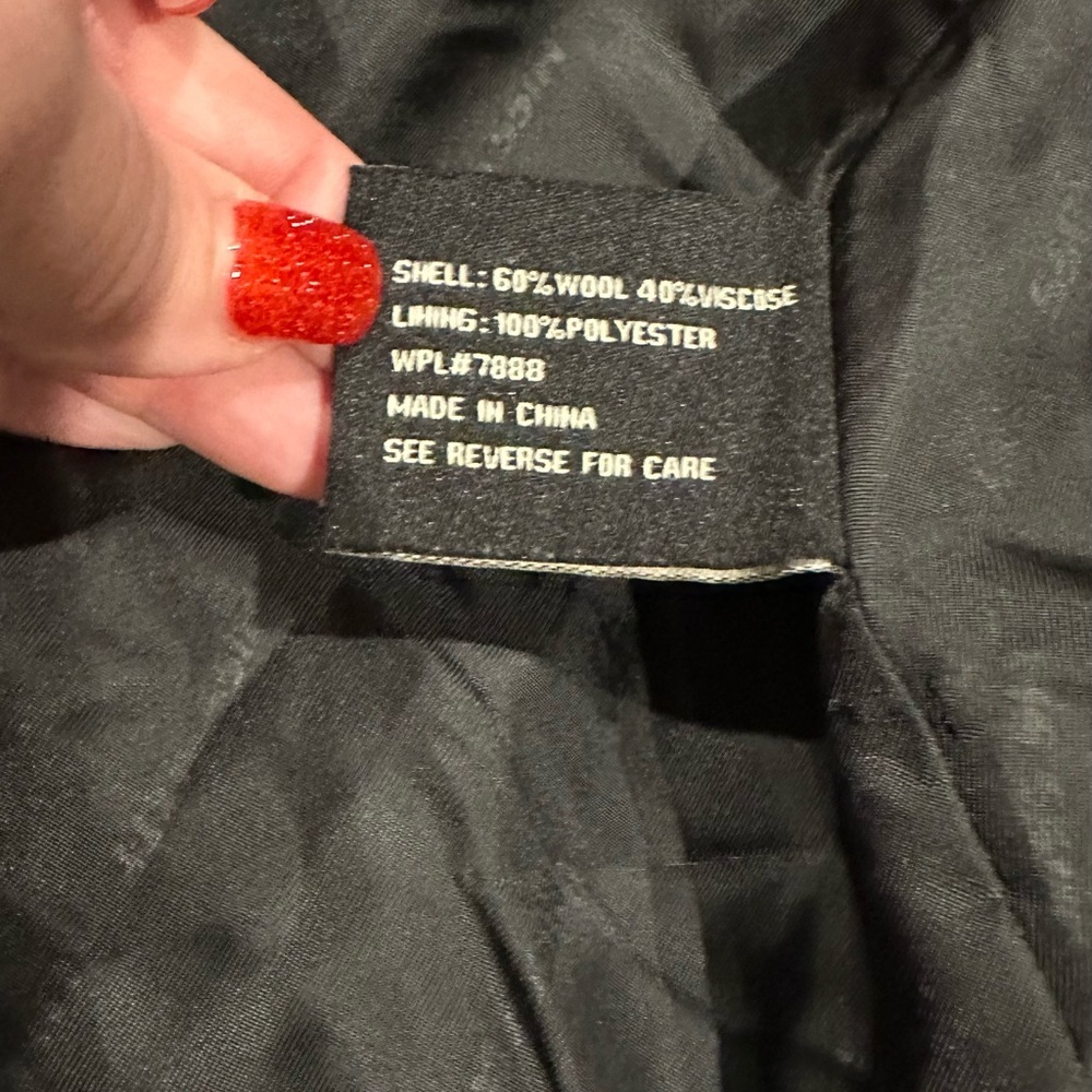 Miss Sixty Military Style Black jacket Pleated Flared Wool Pea Coat belt XS Cute - Picture 3 of 4